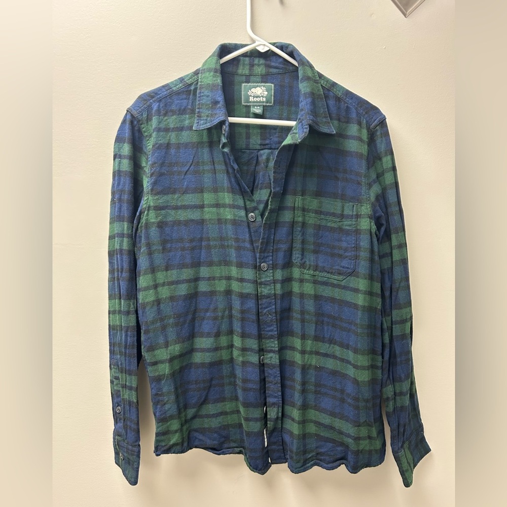 Roots‎ Men’s Green & Blue Button Up Flannel
